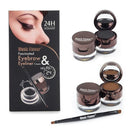 Women 2 In 1 Eyebrow Powder And Black Gel Eyeliner Kit Duo With Applicator Brush--JadeMoghul Inc.