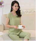 Women 2 Piece Cotton Pajama Set With Embroidered Detailing-As the photo show 5-XL-JadeMoghul Inc.