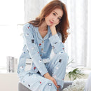 Women 2 Piece Cotton Printed Pajama Set With Front Button Closure-6943am-XL-JadeMoghul Inc.