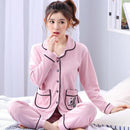 Women 2 Piece Cotton Printed Pajama Set With Front Button Closure-hanzhiyun 1280-M-JadeMoghul Inc.