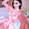 Women 2 Piece Silk Camisole And Robe Sleep Set With Lace Trim-16-S-JadeMoghul Inc.