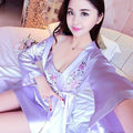 Women 2 Piece Silk Camisole And Robe Sleep Set With Lace Trim-18-S-JadeMoghul Inc.
