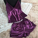 Women 2 Piece Silk Camisole And Shorts Sleep Set