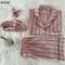 Women 2 Piece Silk Striped Shorts And Shirt Pajama Set-dark navy-JadeMoghul Inc.