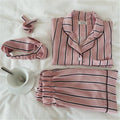 Women 2 Piece Silk Striped Shorts And Shirt Pajama Set-pink-JadeMoghul Inc.