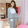 Women 2 Piece Soft Plush Pajama Set-12 Owl Gray-M-JadeMoghul Inc.