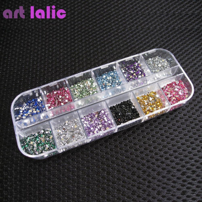 Women 3000 pcs Nail Art Rhinestone Crystals With Storage Box--JadeMoghul Inc.