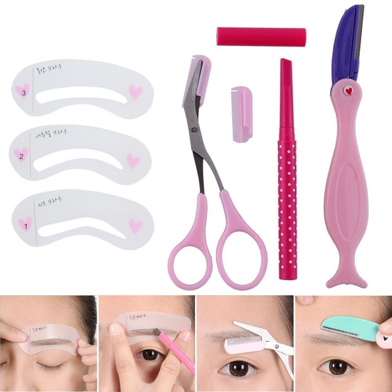 Women 4 Pcs All U Need Eyebrow Grooming And Shaping Tool Set--JadeMoghul Inc.