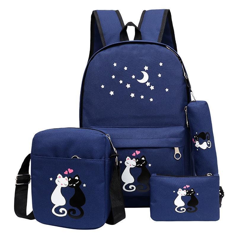Women 4 Piece Backpack / Lunch Bag/ Wallet And Pencil Case Set-01 black-China-about43x33x12CM-JadeMoghul Inc.