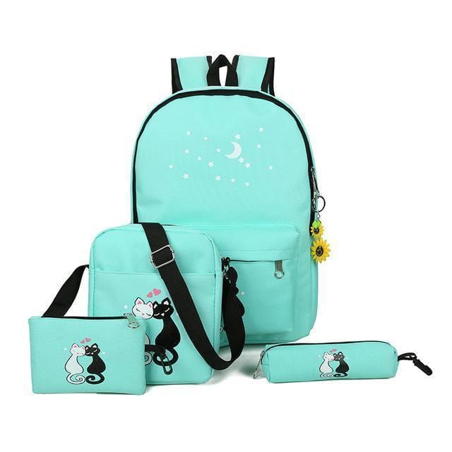 Women 4 Piece Backpack / Lunch Bag/ Wallet And Pencil Case Set-05 green-China-about43x33x12CM-JadeMoghul Inc.