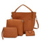 Women 4 Piece Shoulder Bag / Cross Body Bag / Wristlet / Key Chain Set-Brown-JadeMoghul Inc.