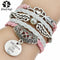 Women 5 Pcs Leather Bracelets With Antique Silver Owl, Tree, Love Charms-1-JadeMoghul Inc.