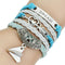 Women 5 Pcs Leather Bracelets With Antique Silver Owl, Tree, Love Charms-3-JadeMoghul Inc.