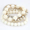 Women 5 Pcs Rose , Bead , Pearl , Crystal Bracelet Set-White-JadeMoghul Inc.