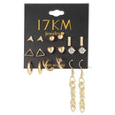 Women 9 pcs Crystal Gold And Silver Stud/ Drop Earrings Set