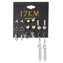 Women 9 pcs Crystal Gold And Silver Stud/ Drop Earrings Set