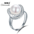 Women 925 Sterling Silver Adjustable Fresh Water Pearl Ring-Resizable-black-JadeMoghul Inc.