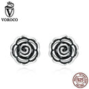 Women 925 Sterling Silver Black Rose Flower Stud Earrings--JadeMoghul Inc.