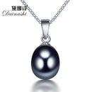 Women 925 Sterling Silver Box Chain And Black Fresh Water Pearl Necklace-Black-JadeMoghul Inc.