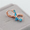 Women .925 Sterling Silver Crystal Angel Stud Earrings With Lock Closure-rosegold blue stone-JadeMoghul Inc.