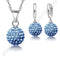 Women 925 Sterling Silver Crystal Ball Earring And Pendant Necklace Set-White-JadeMoghul Inc.