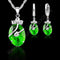 Women 925 Sterling Silver Cubic Zircon Pendant Necklace And Earrings Gift Set-Green-JadeMoghul Inc.