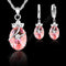 Women 925 Sterling Silver Cubic Zircon Pendant Necklace And Earrings Gift Set-Pink-JadeMoghul Inc.