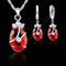 Women 925 Sterling Silver Cubic Zircon Pendant Necklace And Earrings Gift Set-Red-JadeMoghul Inc.