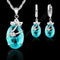 Women 925 Sterling Silver Cubic Zircon Pendant Necklace And Earrings Gift Set-Sky blue-JadeMoghul Inc.