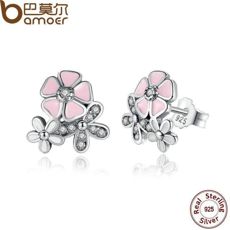 Women 925 Sterling Silver Daisy Stud Earrings--JadeMoghul Inc.