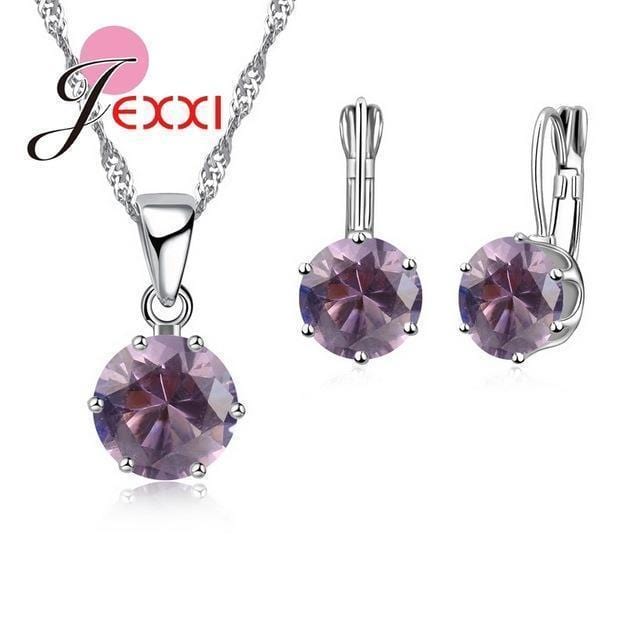 Women 925 Sterling Silver Earring And Pendant Necklace Set-S48106-JadeMoghul Inc.