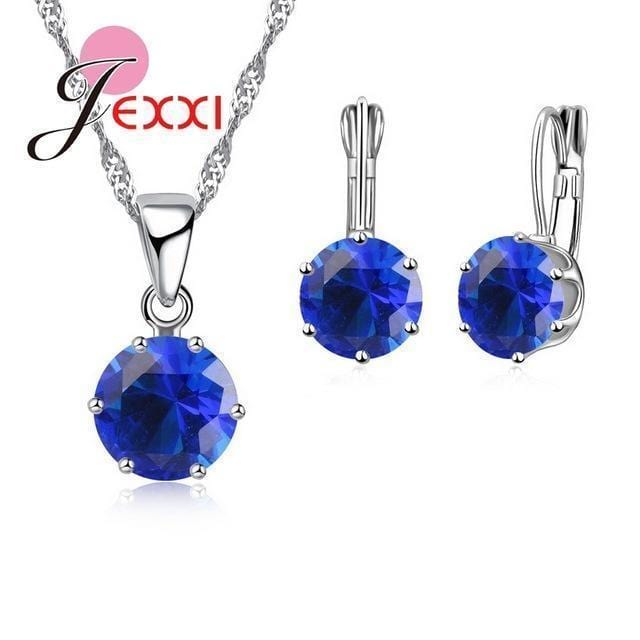 Women 925 Sterling Silver Earring And Pendant Necklace Set-S48109-JadeMoghul Inc.