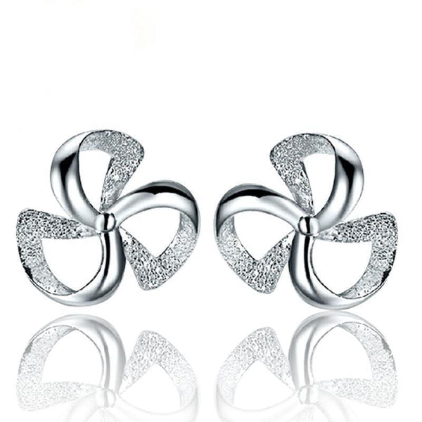 Women 925 Sterling Silver Flower Stud Earrings--JadeMoghul Inc.