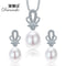 Women 925 Sterling Silver Fresh Water Pearl Pendant And Earrings Set-White-JadeMoghul Inc.