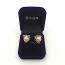 Women 925 Sterling Silver Geometric Design Natural Freshwater Pearls Earrings-Natrual pink pearls-JadeMoghul Inc.