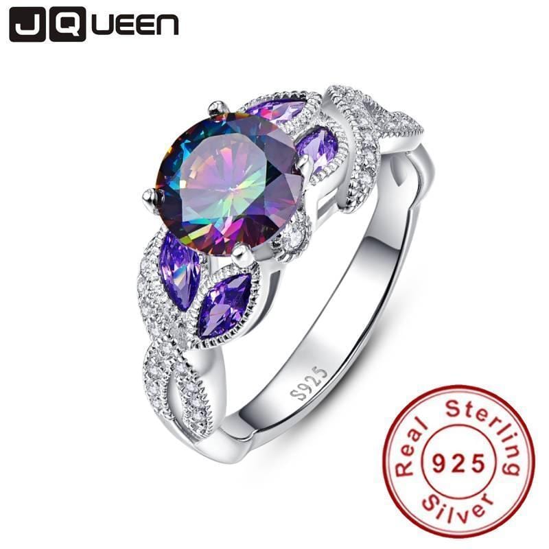 Women 925 Sterling Silver Rainbow Topaz Ring-6-925 Silver Ring-JadeMoghul Inc.