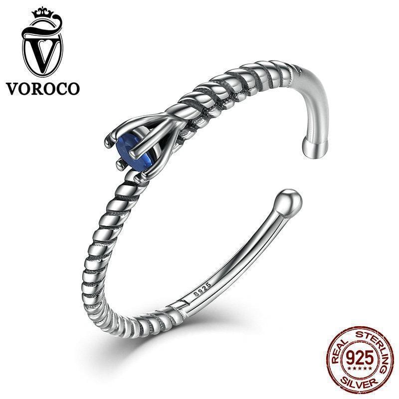 Women 925 Sterling Silver Rope Design Adjustable Ring-VSR042-JadeMoghul Inc.