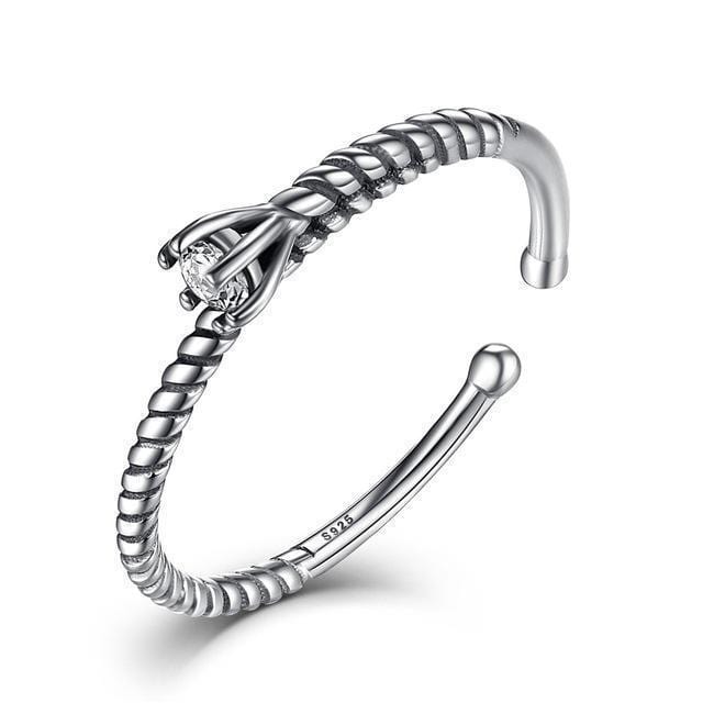 Women 925 Sterling Silver Rope Design Adjustable Ring-VSR073-JadeMoghul Inc.