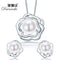 Women 925 Sterling Silver Rose Pendant And Studs Set With Pearls-Pink-JadeMoghul Inc.
