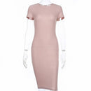 Women 95% Cotton Knee-Length Skinny Office Dress-Pink-L-JadeMoghul Inc.