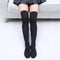 Women Above Knee Length Solid / Striped Stockings/ Socks-B Black-JadeMoghul Inc.