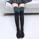 Women Above Knee Length Solid / Striped Stockings/ Socks-Green-JadeMoghul Inc.