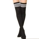 Women Above Knee Length Solid / Striped Stockings/ Socks-Stripe Red-JadeMoghul Inc.