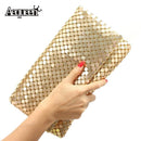 Women Aluminum Mesh Envelope Evening Clutch-Gold-JadeMoghul Inc.