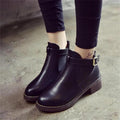 Women Ankle Buckle Strap Comfy Boots-A19 Black-4-JadeMoghul Inc.