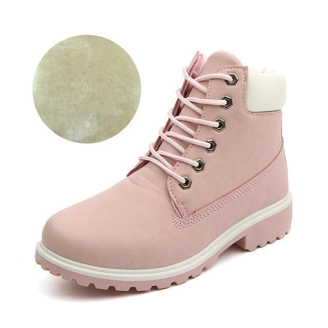 Women Ankle Length Lace Up Boots-pink with lining-6-JadeMoghul Inc.