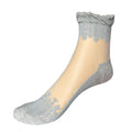 Women Ankle Length Sheer Net Socks With Lace Detailing-Grey-JadeMoghul Inc.