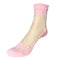 Women Ankle Length Sheer Net Socks With Lace Detailing-Pink-JadeMoghul Inc.