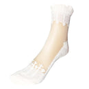 Women Ankle Length Sheer Net Socks With Lace Detailing-White-JadeMoghul Inc.