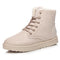 Women Ankle Length Suede Boots With Soft Fur Lining-beige-4.5-JadeMoghul Inc.